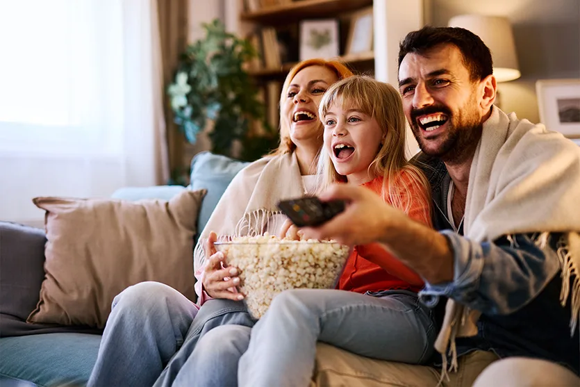 Family watching TV